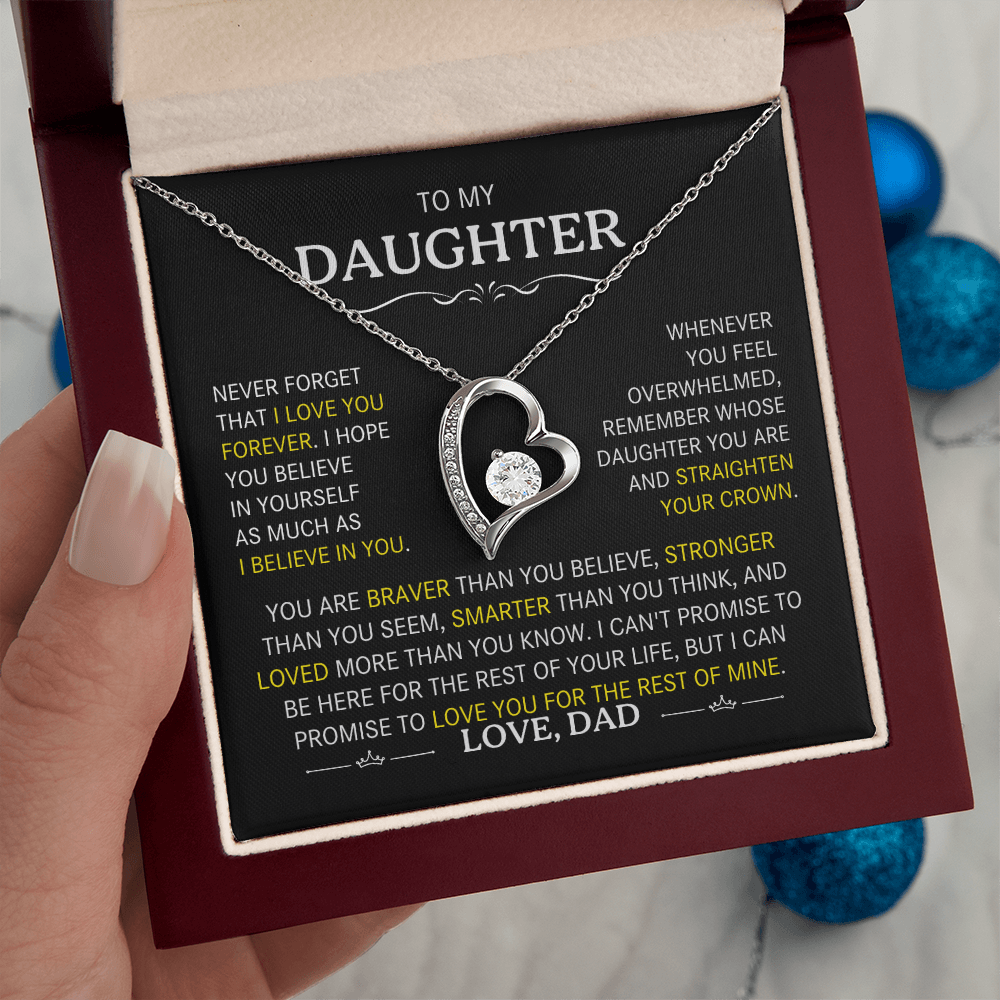 To My Daughter-Never Forget I Love You (Heart Necklace)-Dad