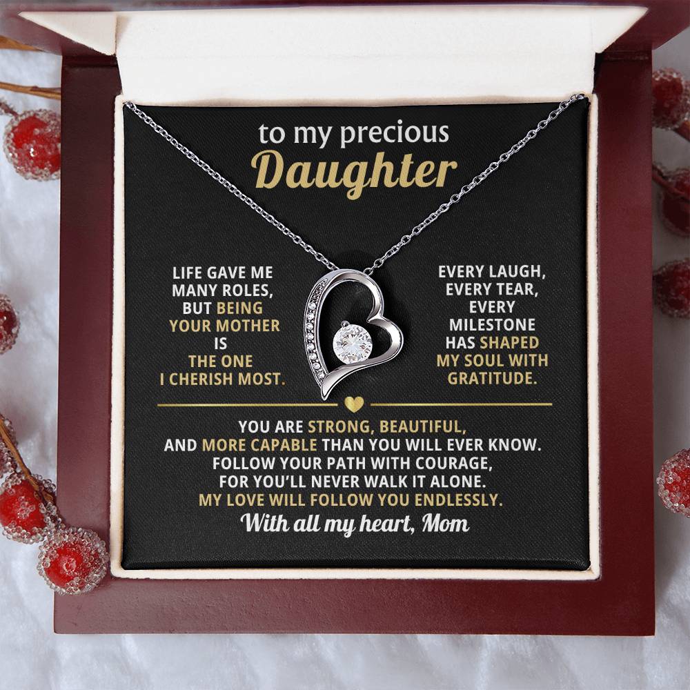 To My Precious Daughter, Love You Endlessly (Heart Necklace)-Mom