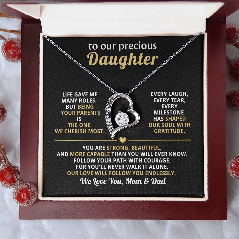 To My Precious Daughter, Love You Endlessly (Heart Necklace)-Mom & Dad