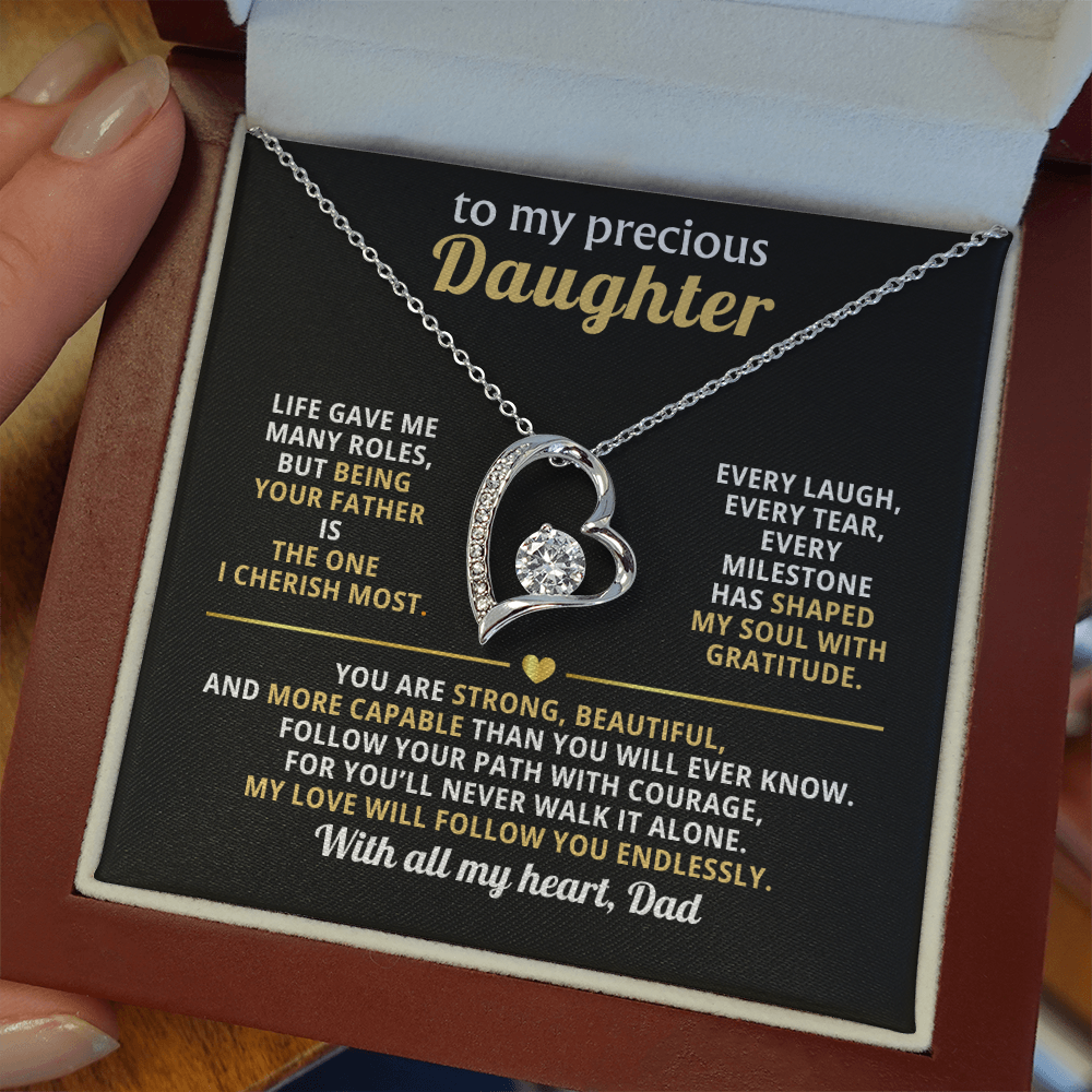 To My Precious Daughter, Love You Endlessly (Heart Necklace)-Dad