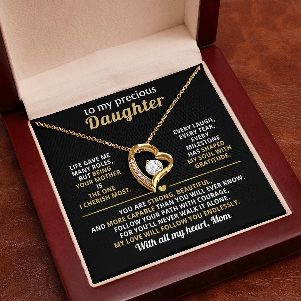 To My Precious Daughter, Love You Endlessly (Heart Necklace)-Mom