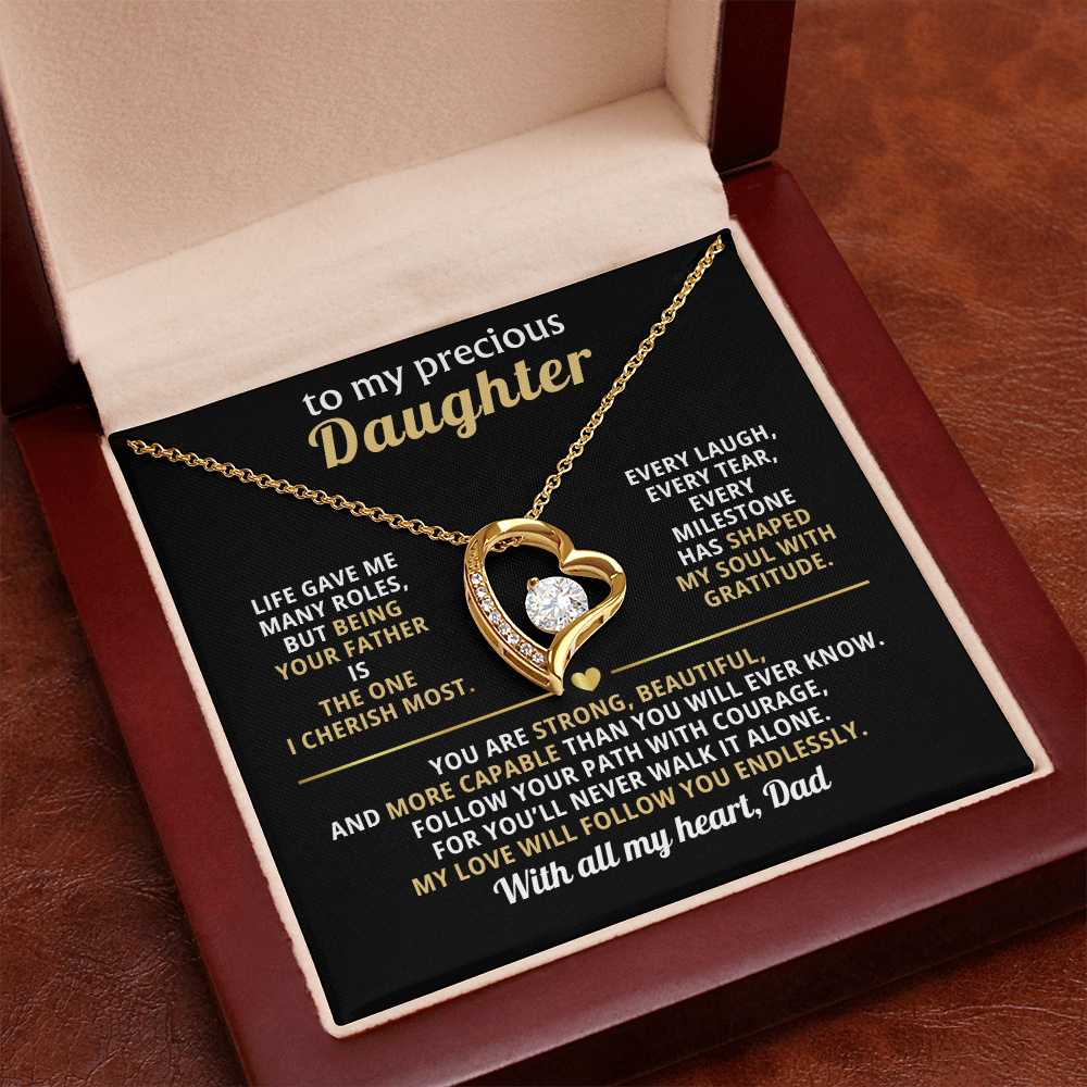 To My Precious Daughter, Love You Endlessly (Heart Necklace)-Dad