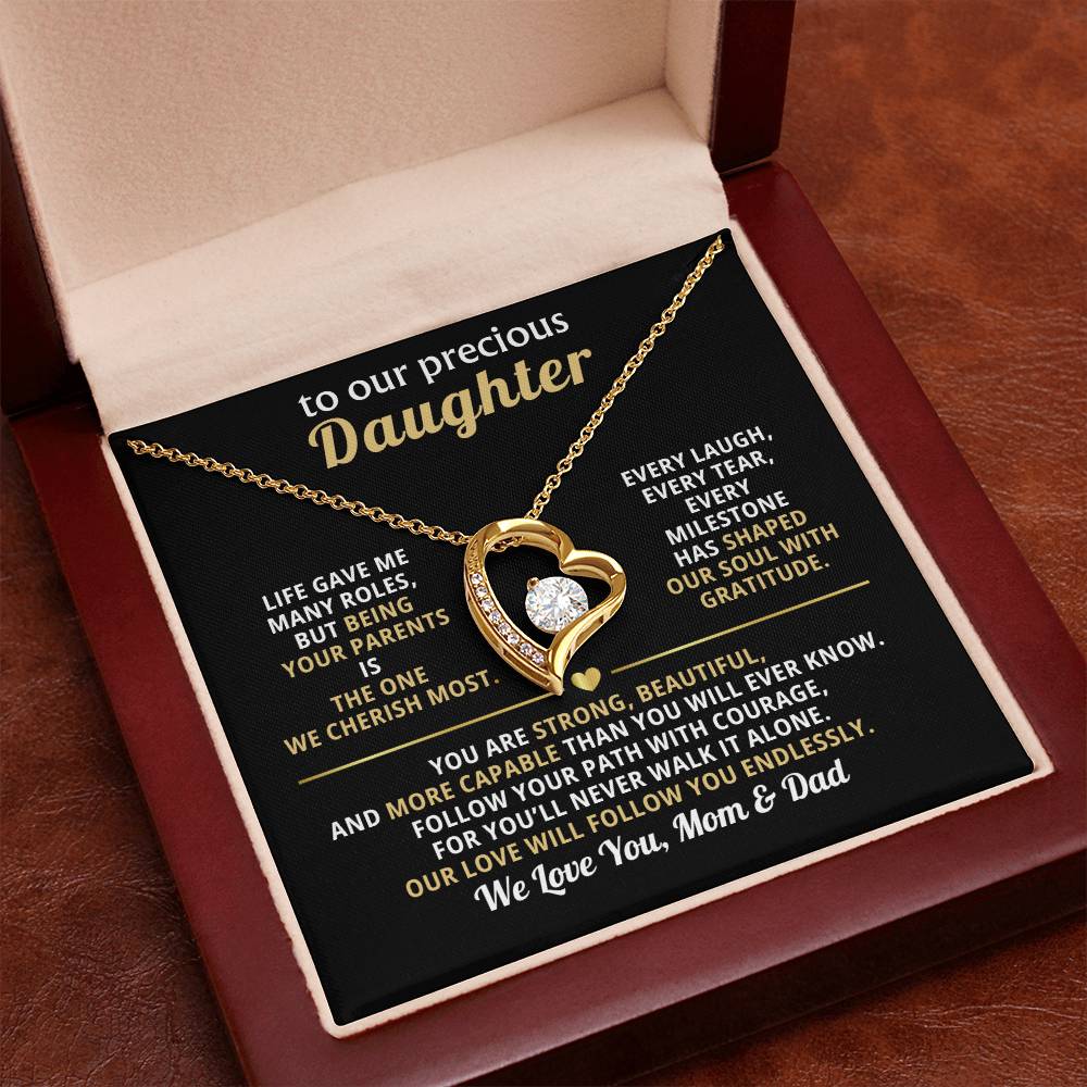 To My Precious Daughter, Love You Endlessly (Heart Necklace)-Mom & Dad