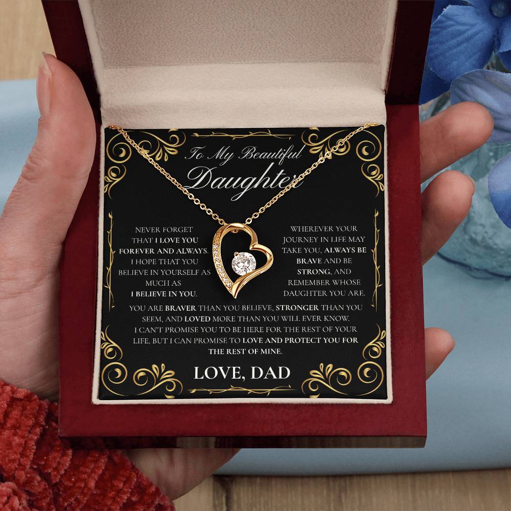 Daughter-Never Forget (Heart Necklace)- Dad