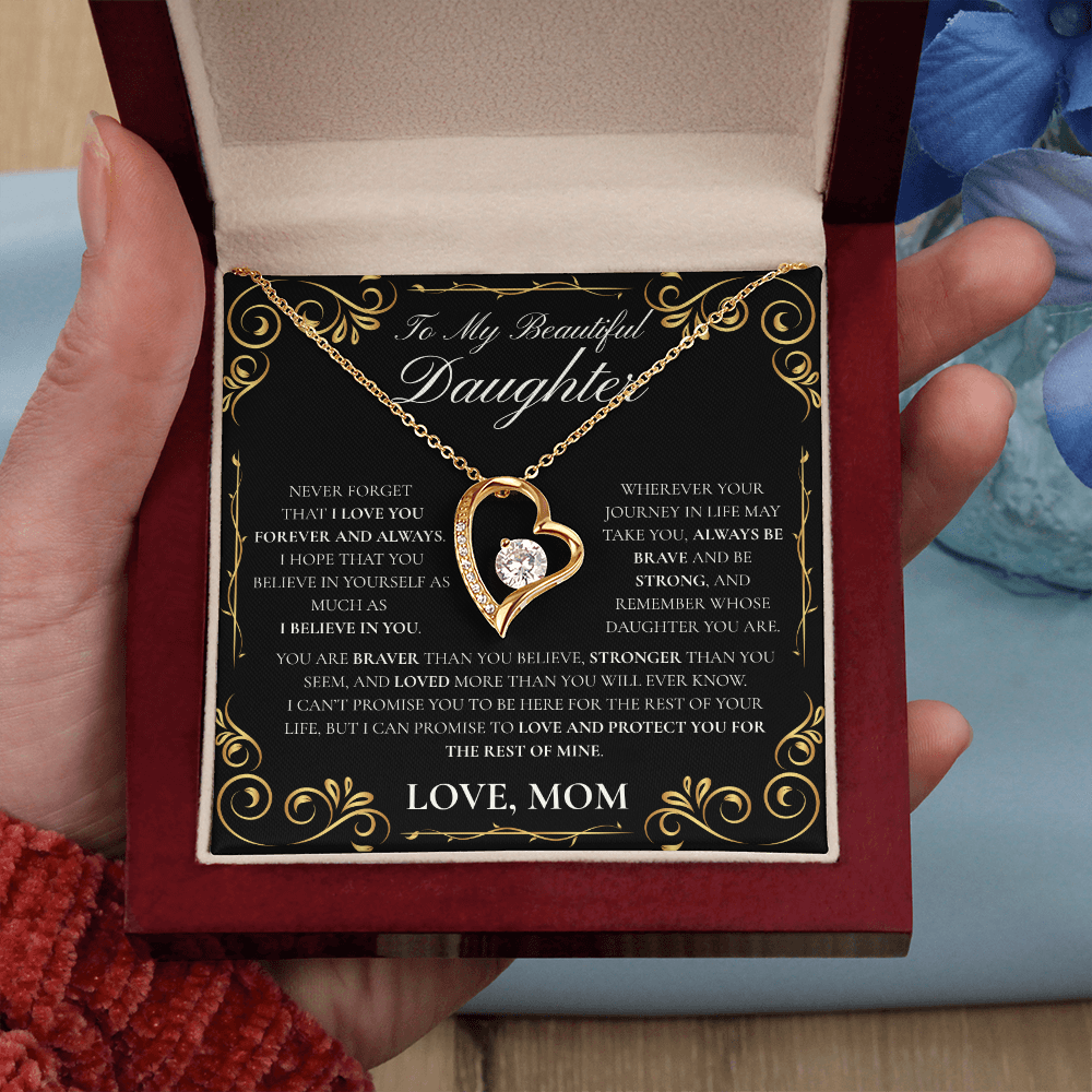 Daughter, Never Forget (Heart Necklace)-Mom