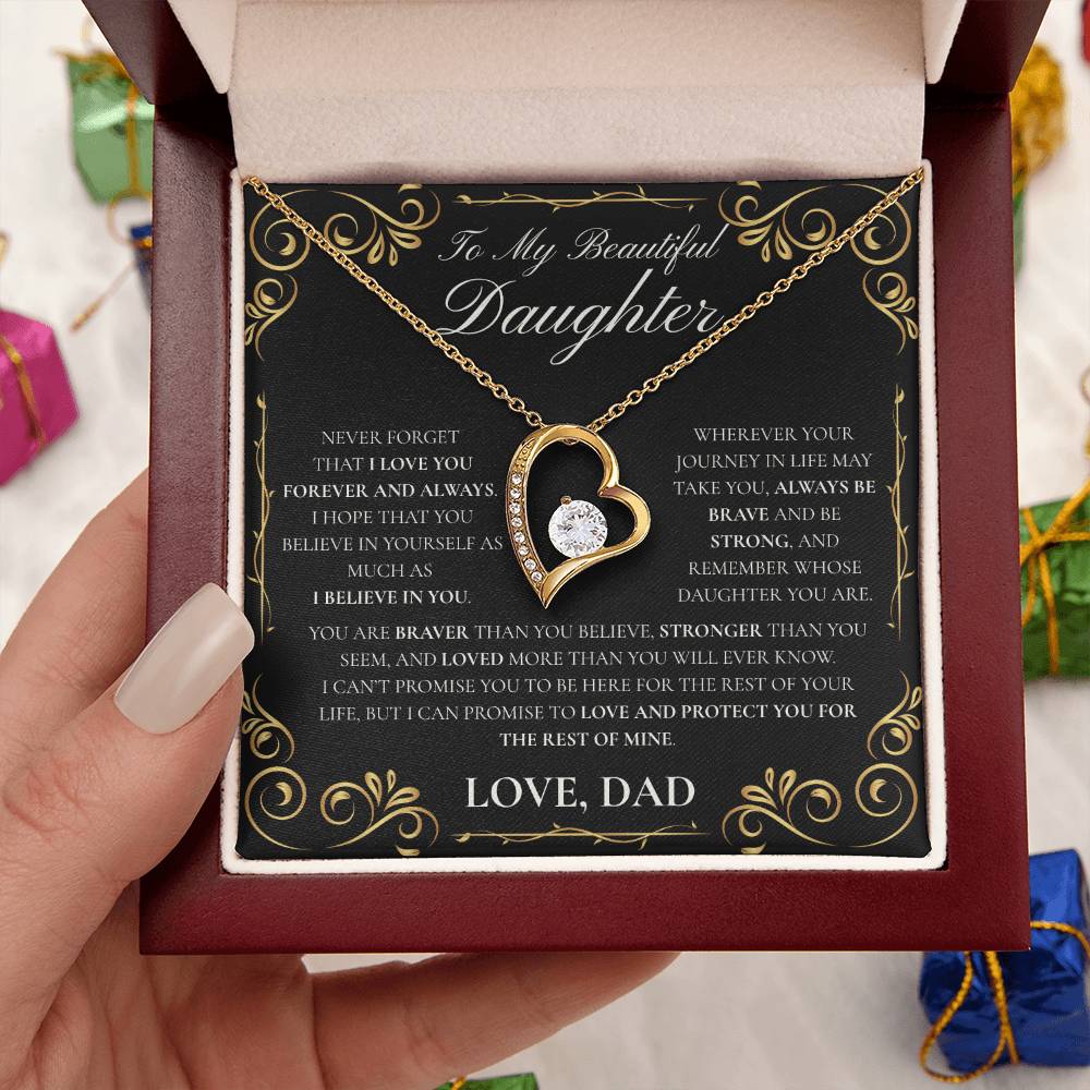 Daughter-Never Forget (Heart Necklace)- Dad