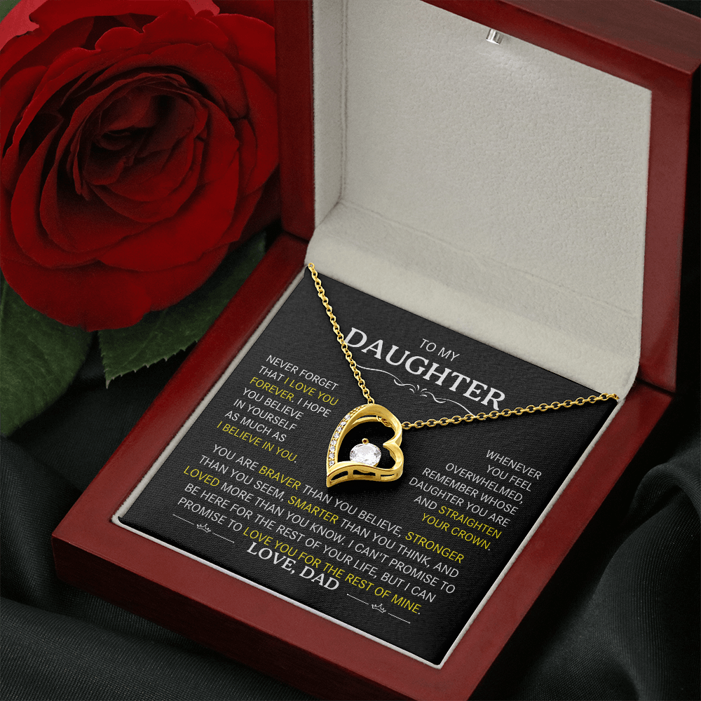 To My Daughter-Never Forget I Love You (Heart Necklace)-Dad