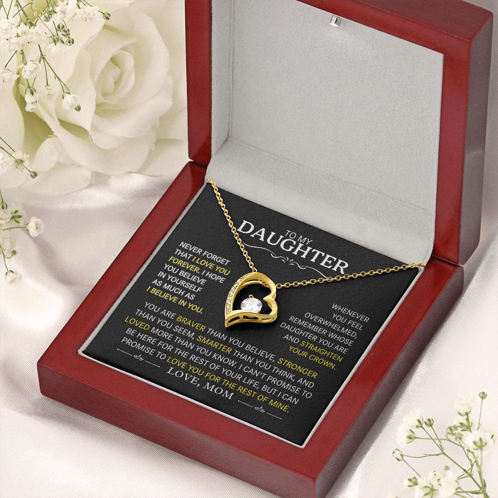 To My Daughter-Never Forget I Love You (Heart Necklace)-Mom