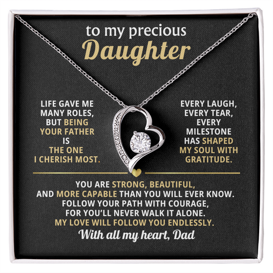 To My Precious Daughter, Love You Endlessly (Heart Necklace)-Dad