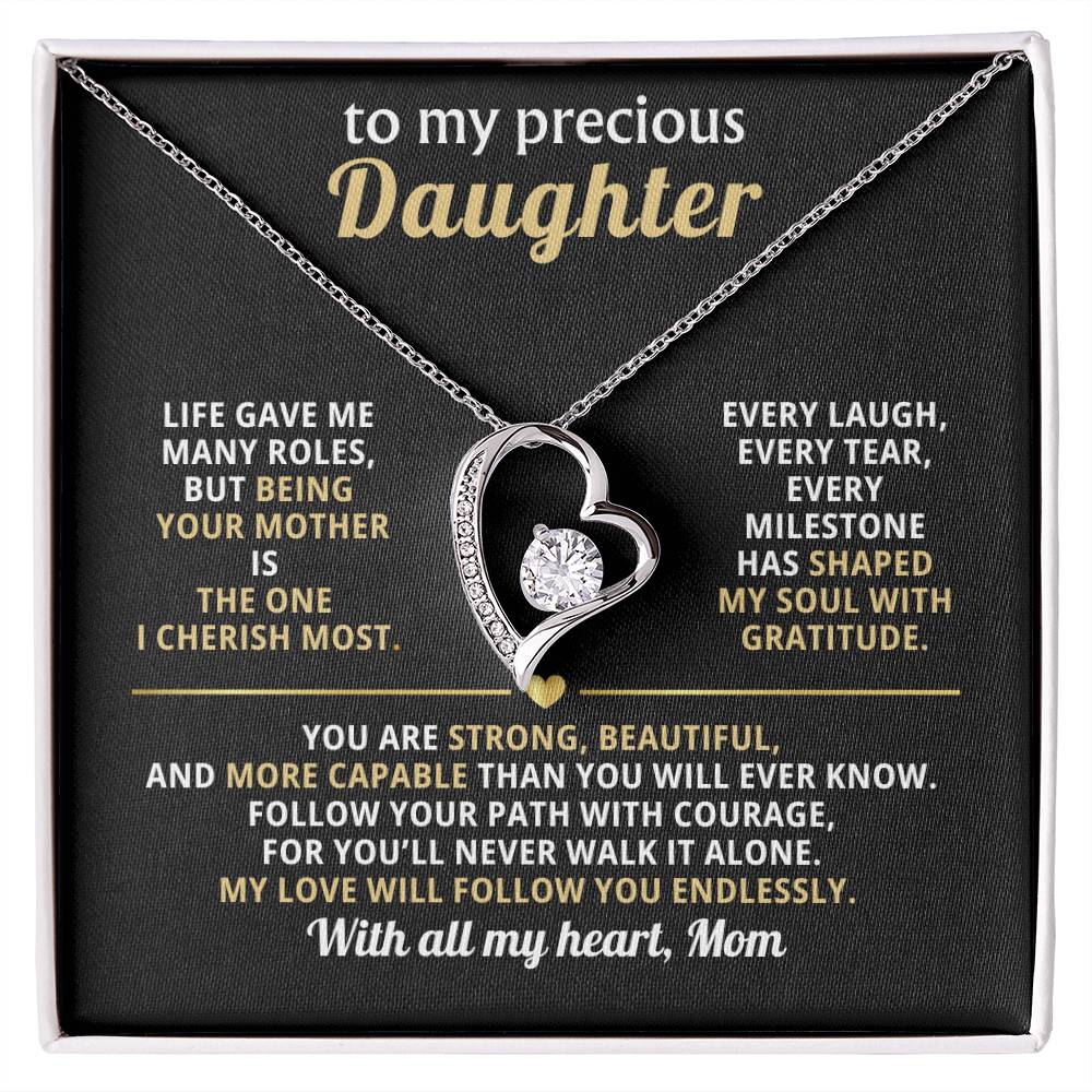 To My Precious Daughter, Love You Endlessly (Heart Necklace)-Mom