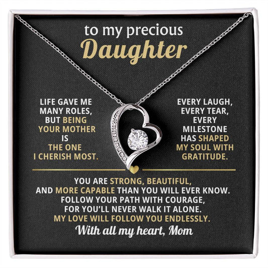 To My Precious Daughter, Love You Endlessly (Heart Necklace)-Mom