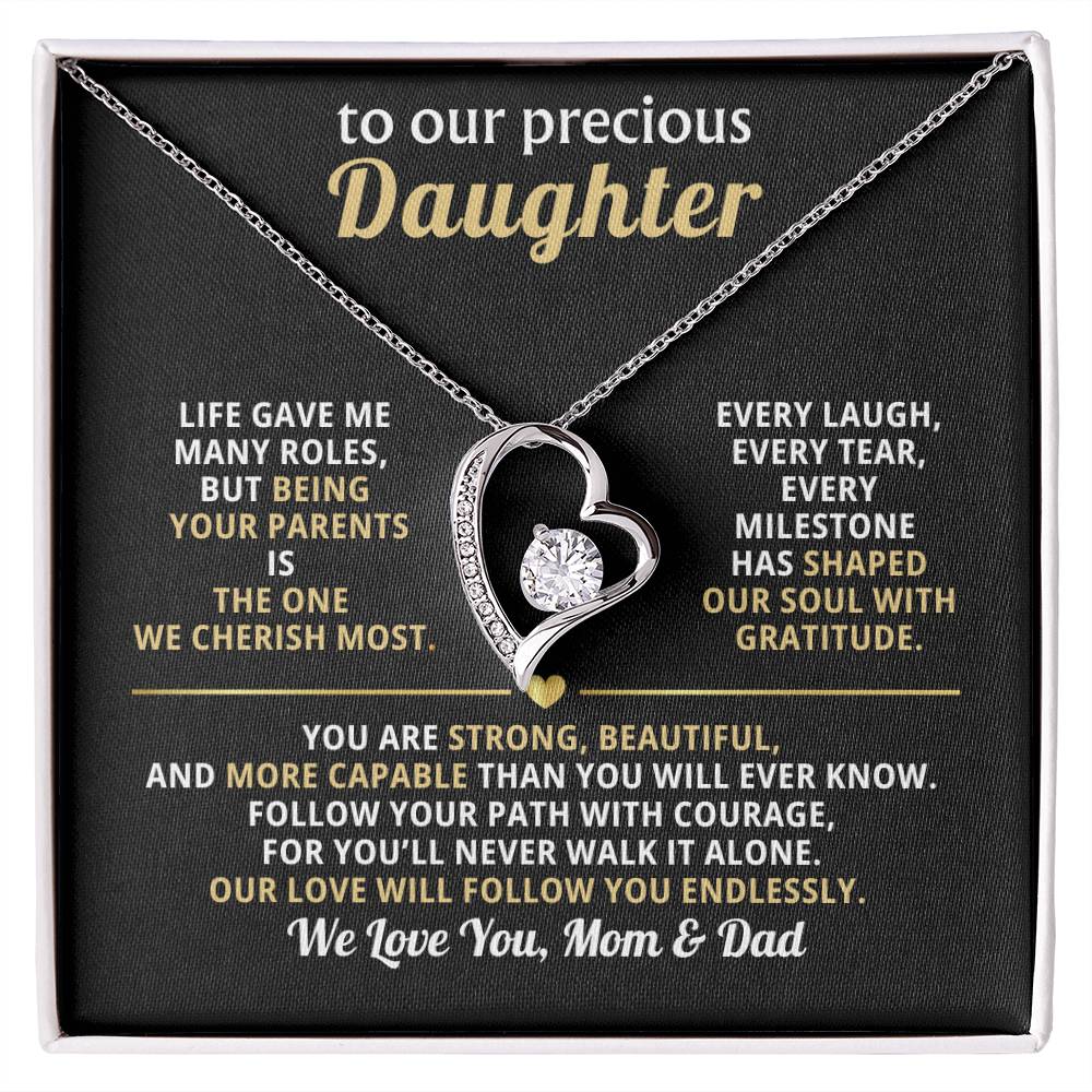 To My Precious Daughter, Love You Endlessly (Heart Necklace)-Mom & Dad