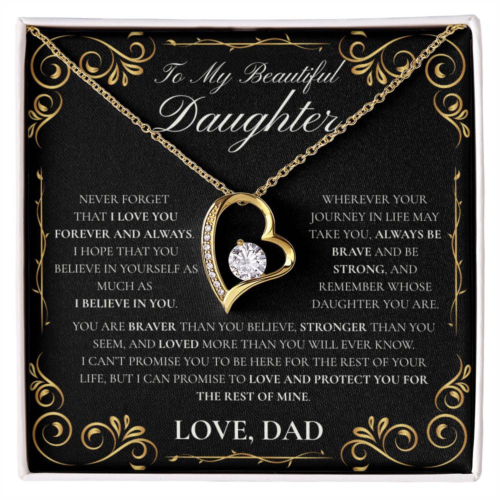 Daughter-Never Forget (Heart Necklace)- Dad