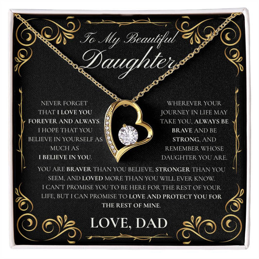 Daughter-Never Forget (Heart Necklace)- Dad
