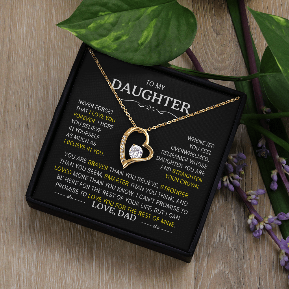 To My Daughter-Never Forget I Love You (Heart Necklace)-Dad