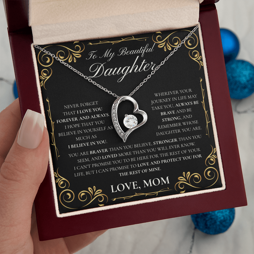 Daughter, Never Forget (Heart Necklace)-Mom