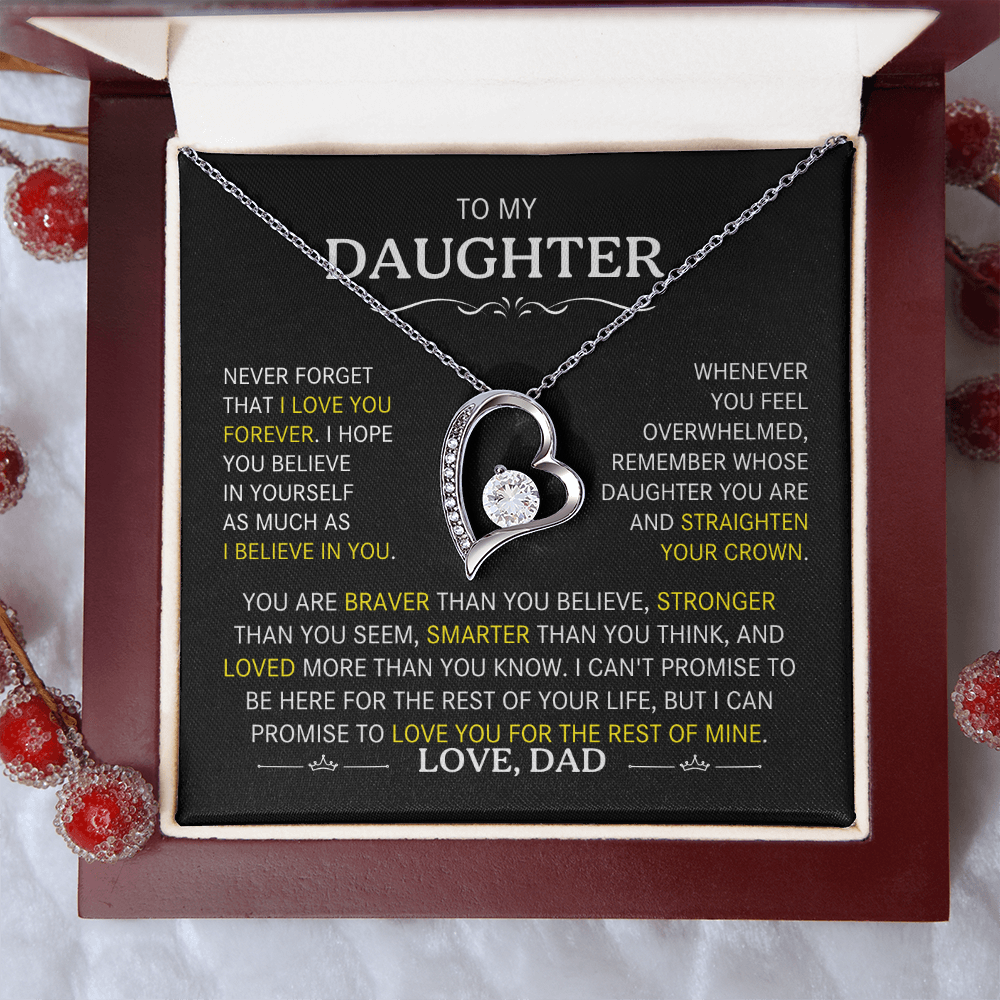 To My Daughter-Never Forget I Love You (Heart Necklace)-Dad