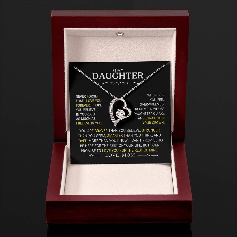 To My Daughter-Never Forget I Love You (Heart Necklace)-Mom