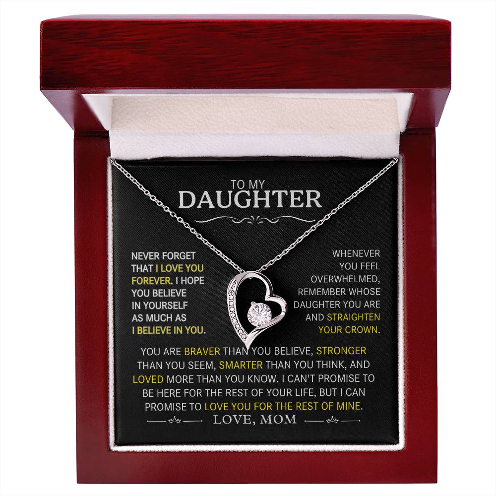 To My Daughter-Never Forget I Love You (Heart Necklace)-Mom