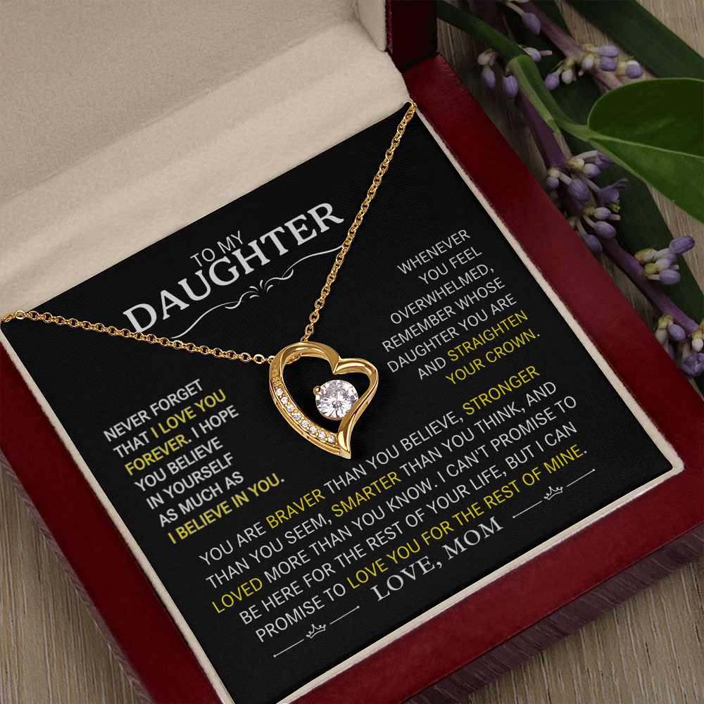 To My Daughter-Never Forget I Love You (Heart Necklace)-Mom