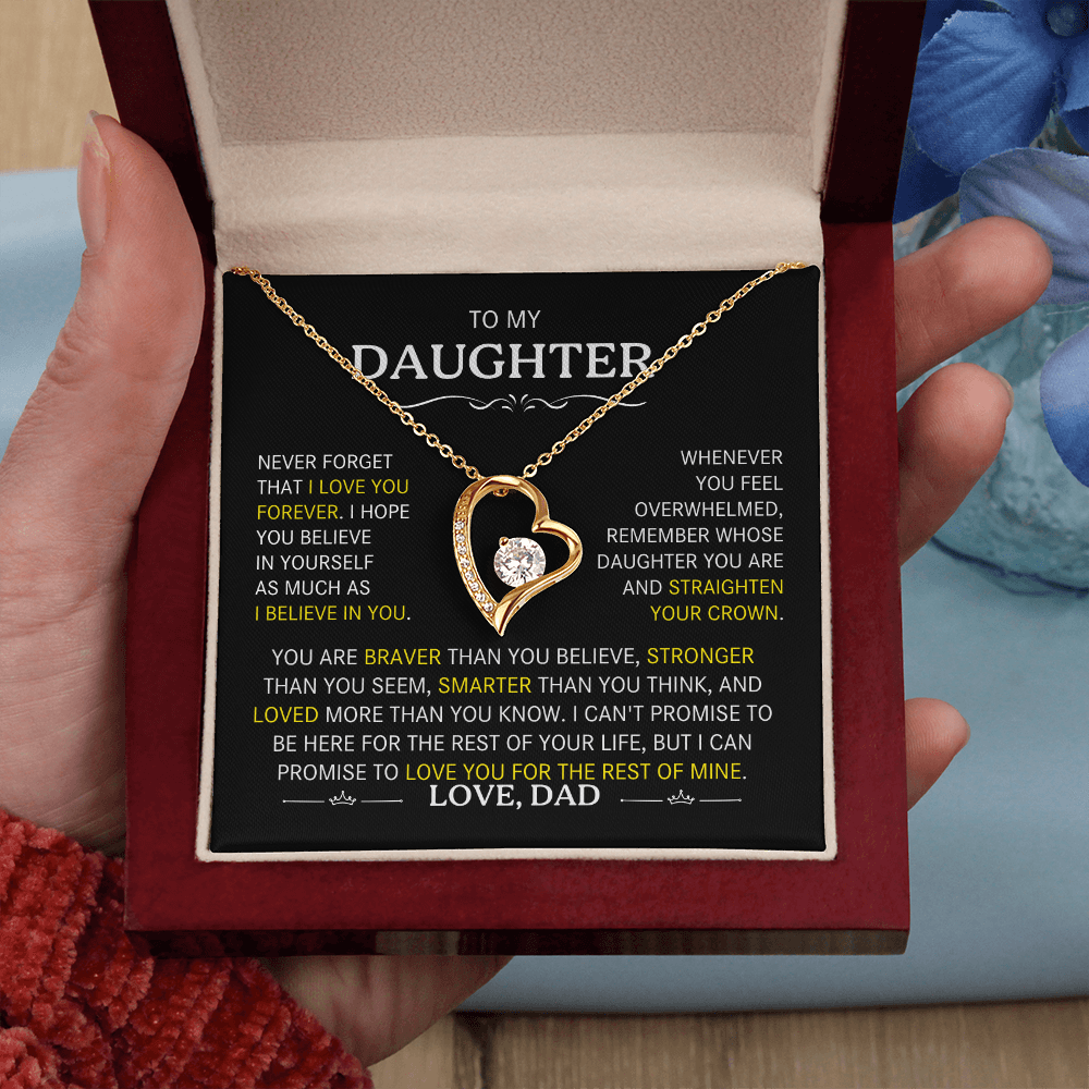 To My Daughter-Never Forget I Love You (Heart Necklace)-Dad
