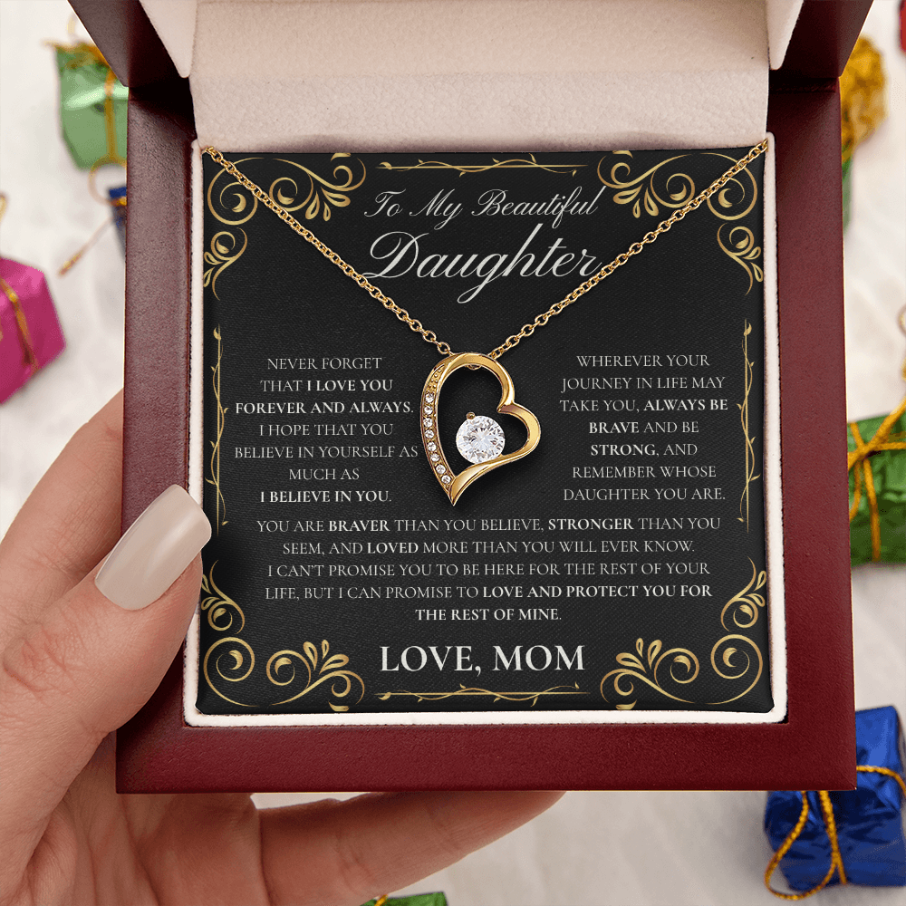 Daughter, Never Forget (Heart Necklace)-Mom