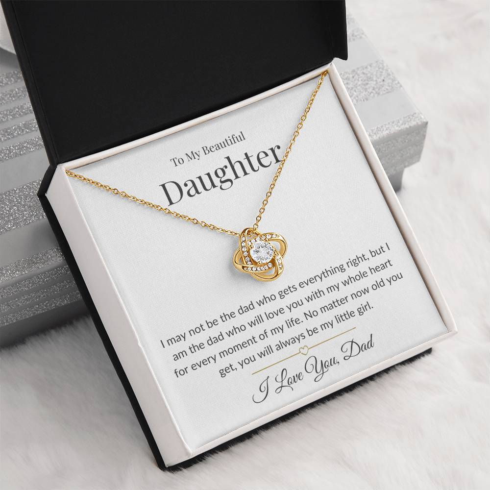 To My Beautiful Daughter - Always My Little Girl Love Knot Necklace-Graceful Cream