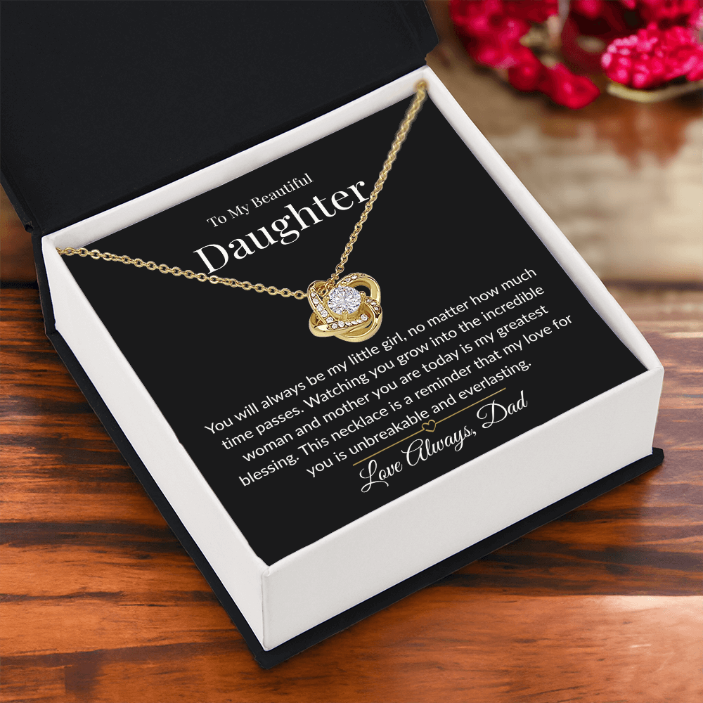 To My Beautiful Daughter - The Legacy of Love Knot Necklace- Midnight Soul