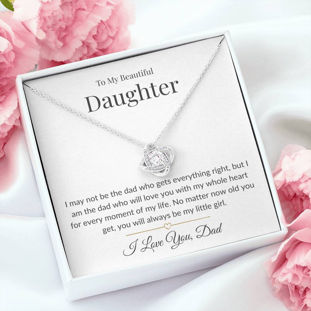 To My Beautiful Daughter - Always My Little Girl Love Knot Necklace-Graceful Cream