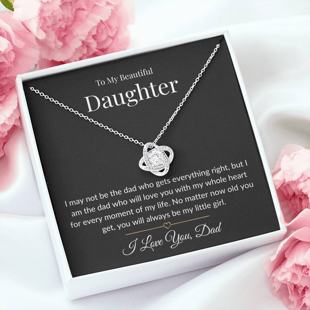 To My Beautiful Daughter - Always My Little Girl Love Knot Necklace-Midnight Soul