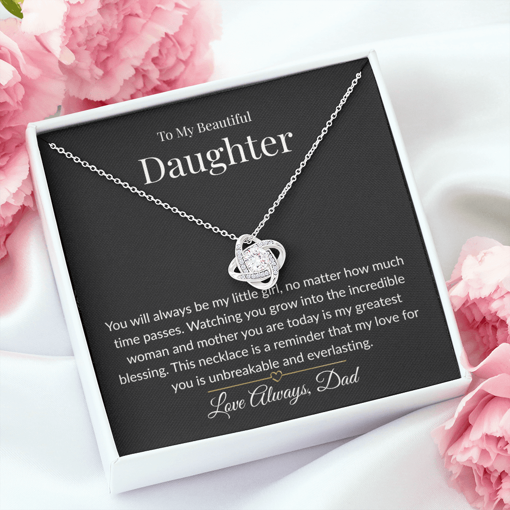 To My Beautiful Daughter - The Legacy of Love Knot Necklace- Midnight Soul