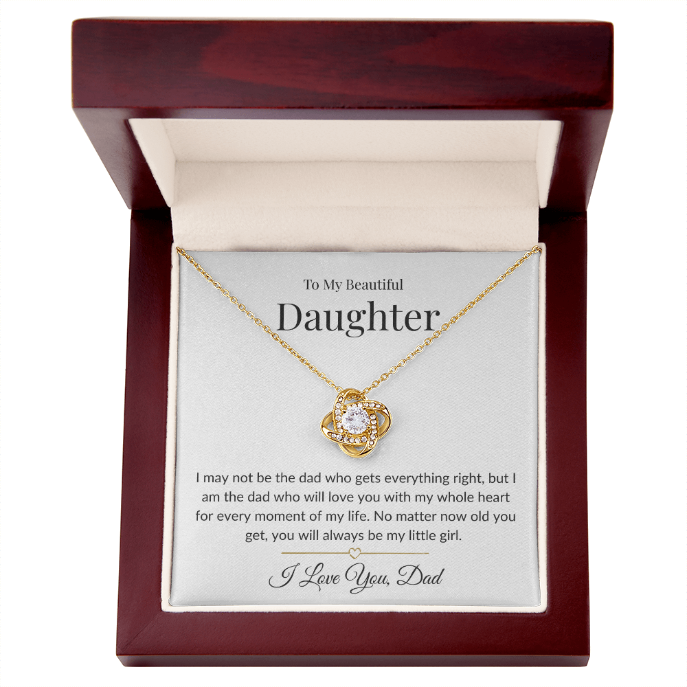 To My Beautiful Daughter - Always My Little Girl Love Knot Necklace-Graceful Cream