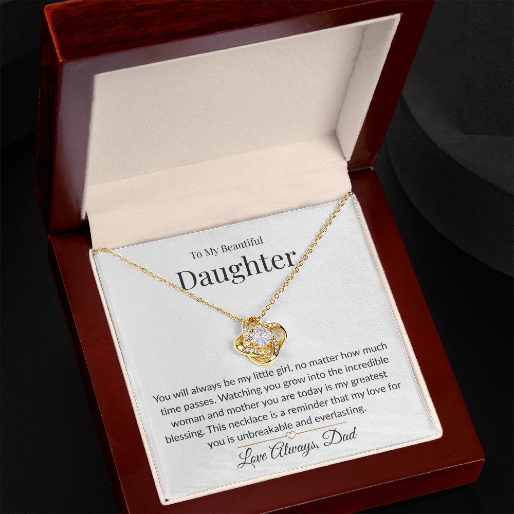 To My Beautiful Daughter - The Legacy of Love Knot Necklace- Graceful Cream