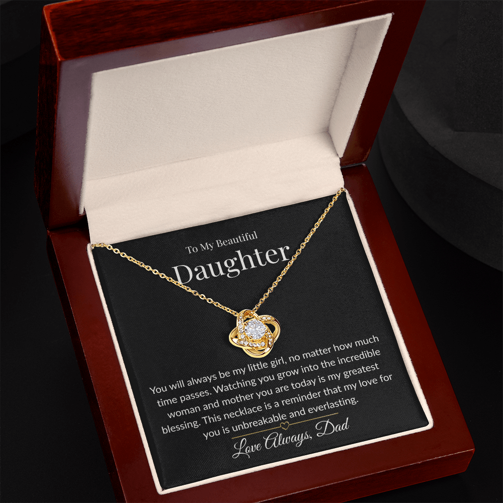 To My Beautiful Daughter - The Legacy of Love Knot Necklace- Midnight Soul