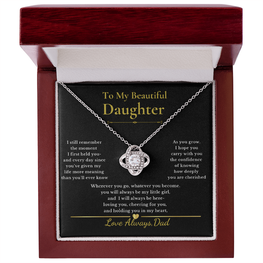 To My Beautiful Daughter — Love Knot Necklace