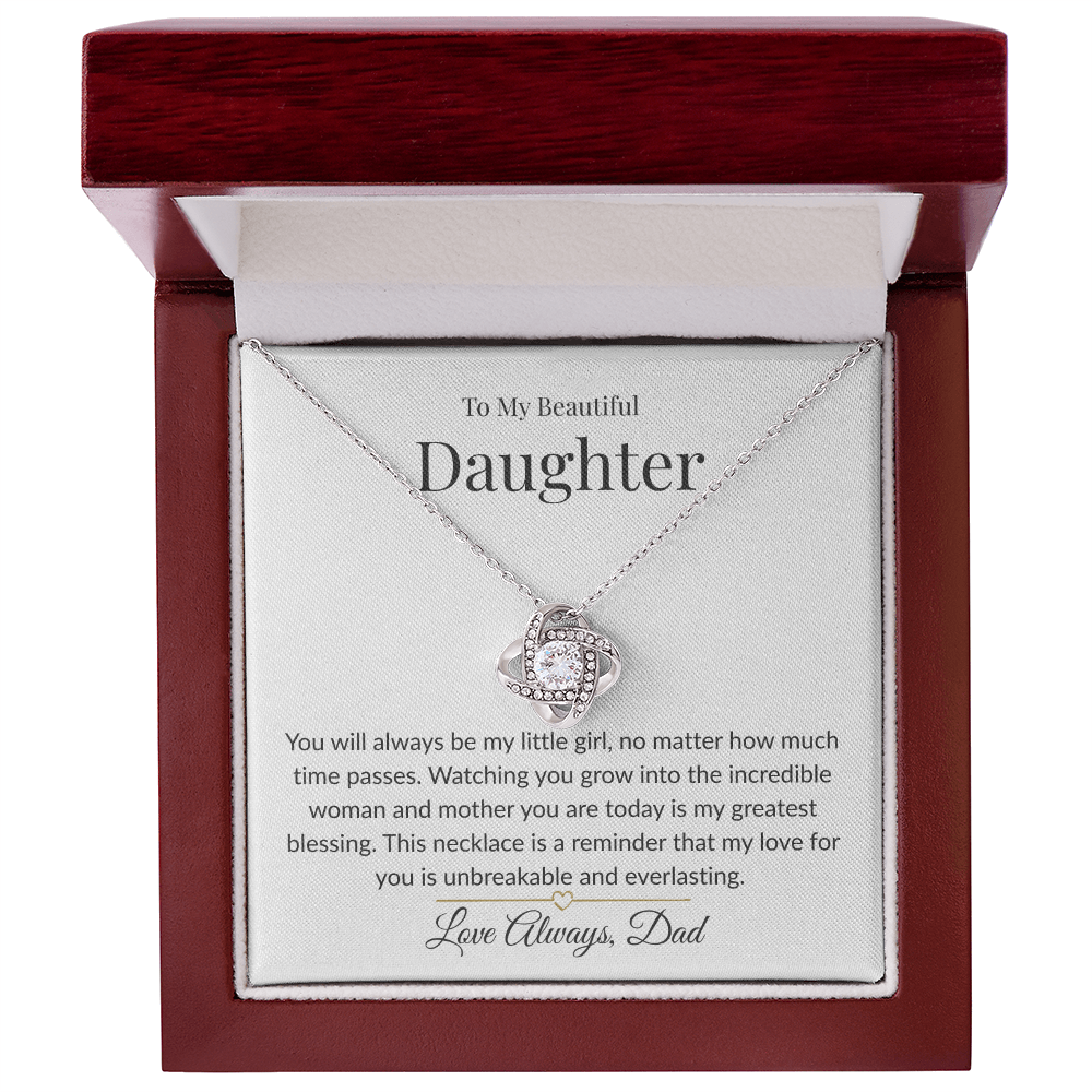 To My Beautiful Daughter - The Legacy of Love Knot Necklace- Graceful Cream