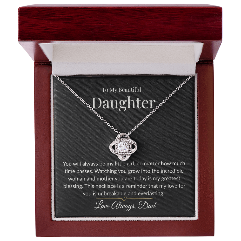 To My Beautiful Daughter - The Legacy of Love Knot Necklace- Midnight Soul