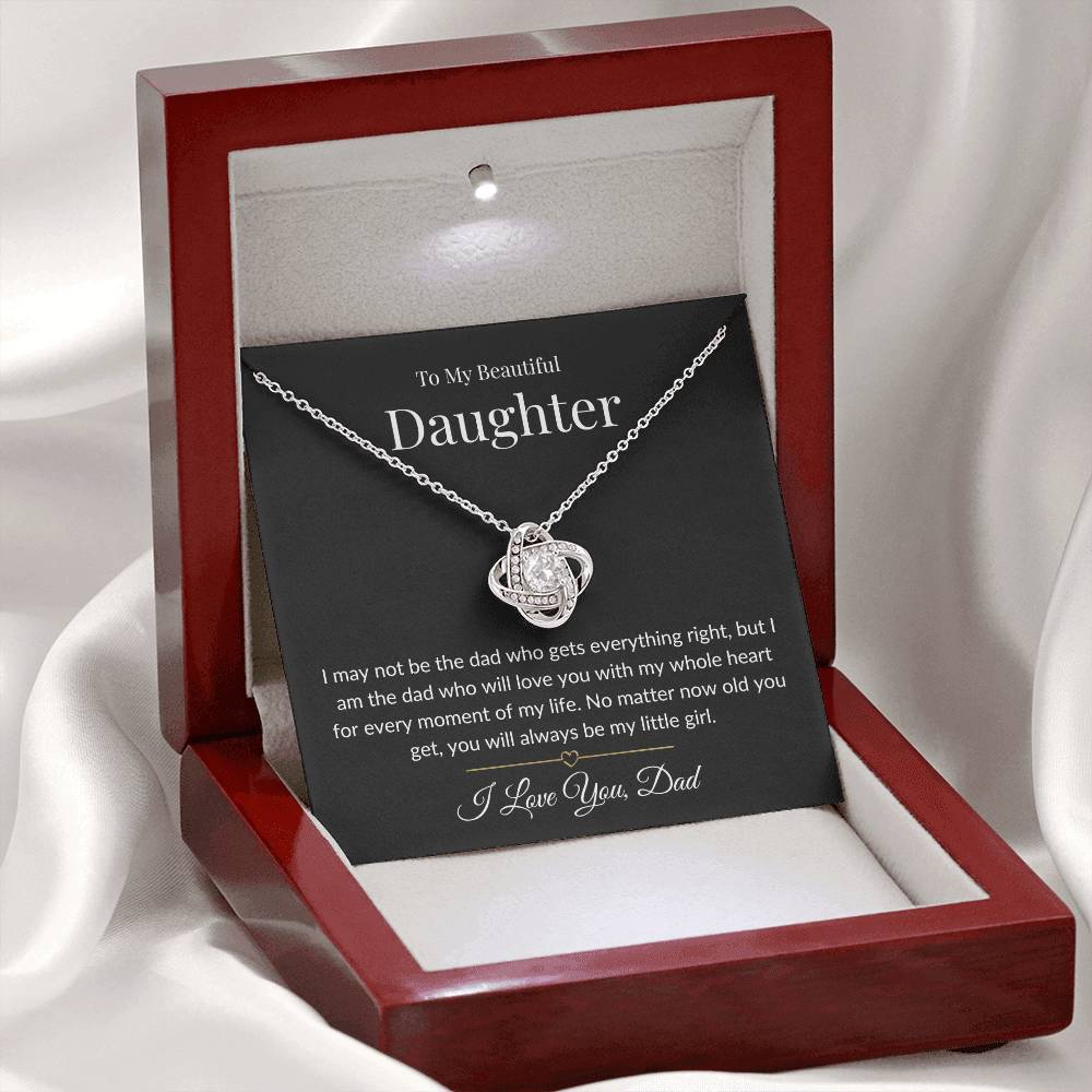 To My Beautiful Daughter - Always My Little Girl Love Knot Necklace-Midnight Soul