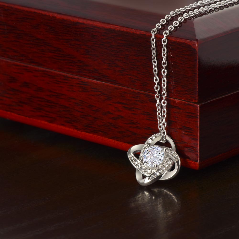 To My Beautiful Daughter - Always My Little Girl Love Knot Necklace-Graceful Cream
