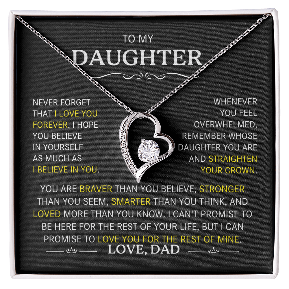 To My Daughter-Never Forget I Love You (Heart Necklace)-Dad