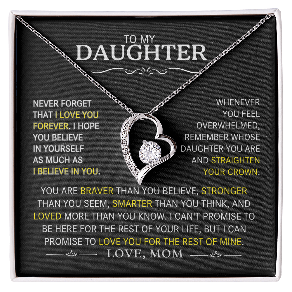 To My Daughter-Never Forget I Love You (Heart Necklace)-Mom