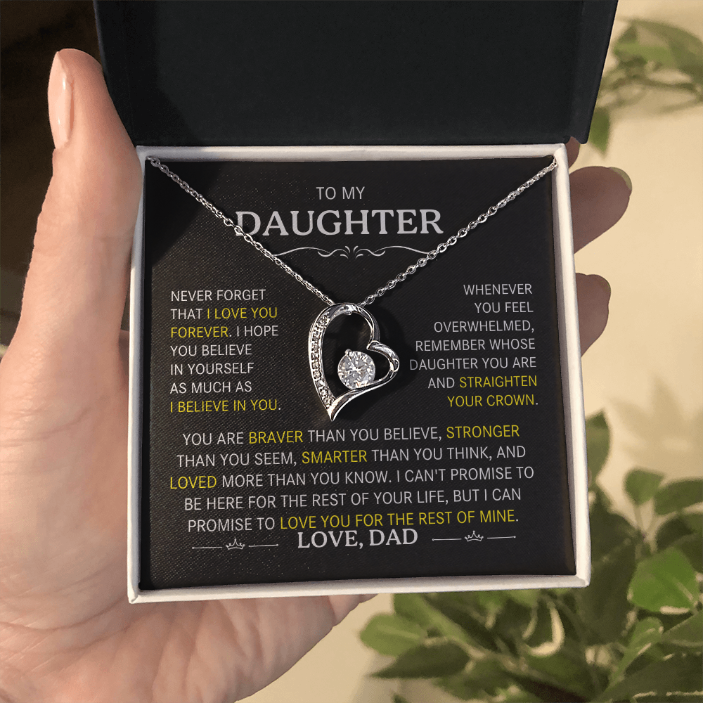To My Daughter-Never Forget I Love You (Heart Necklace)-Dad