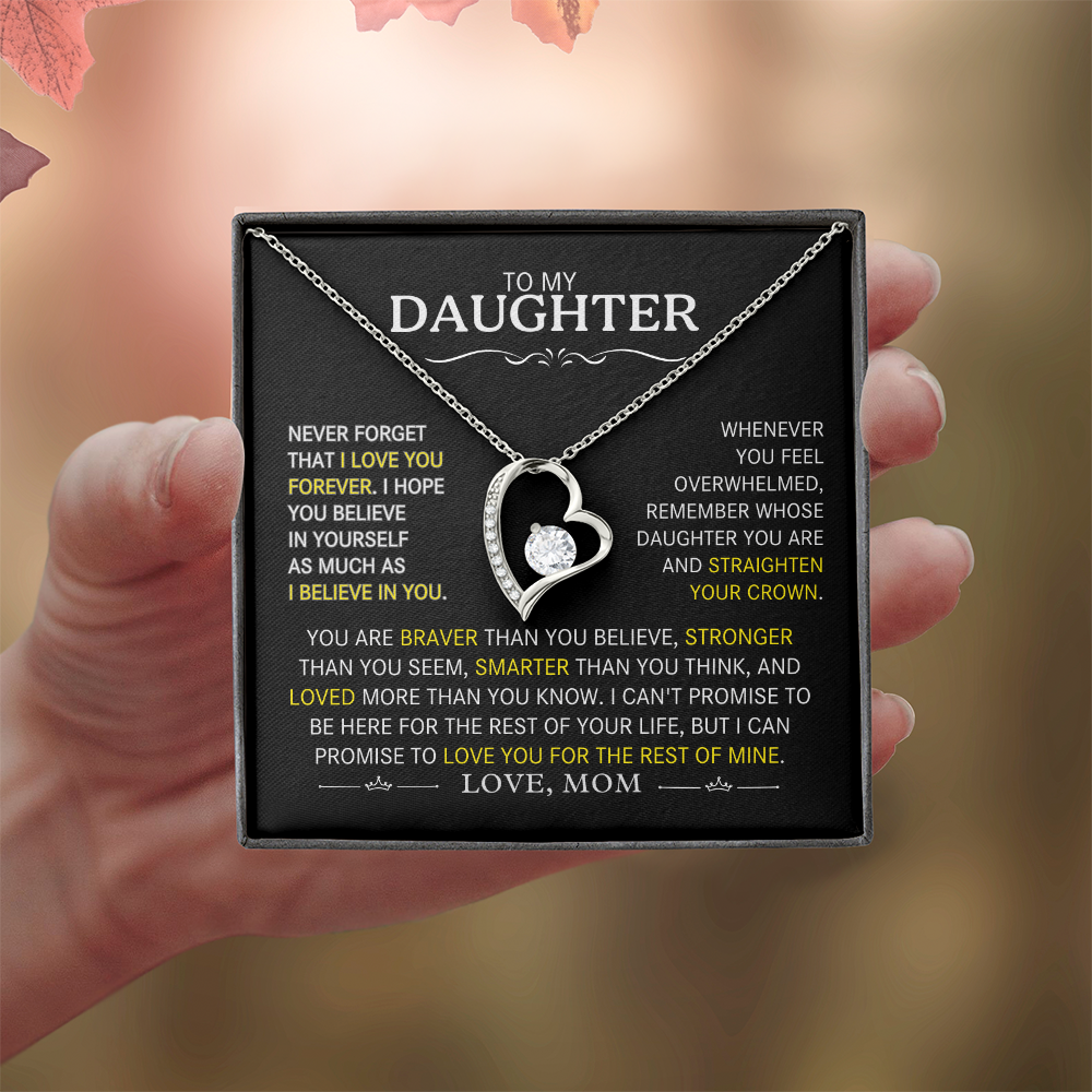 To My Daughter-Never Forget I Love You (Heart Necklace)-Mom