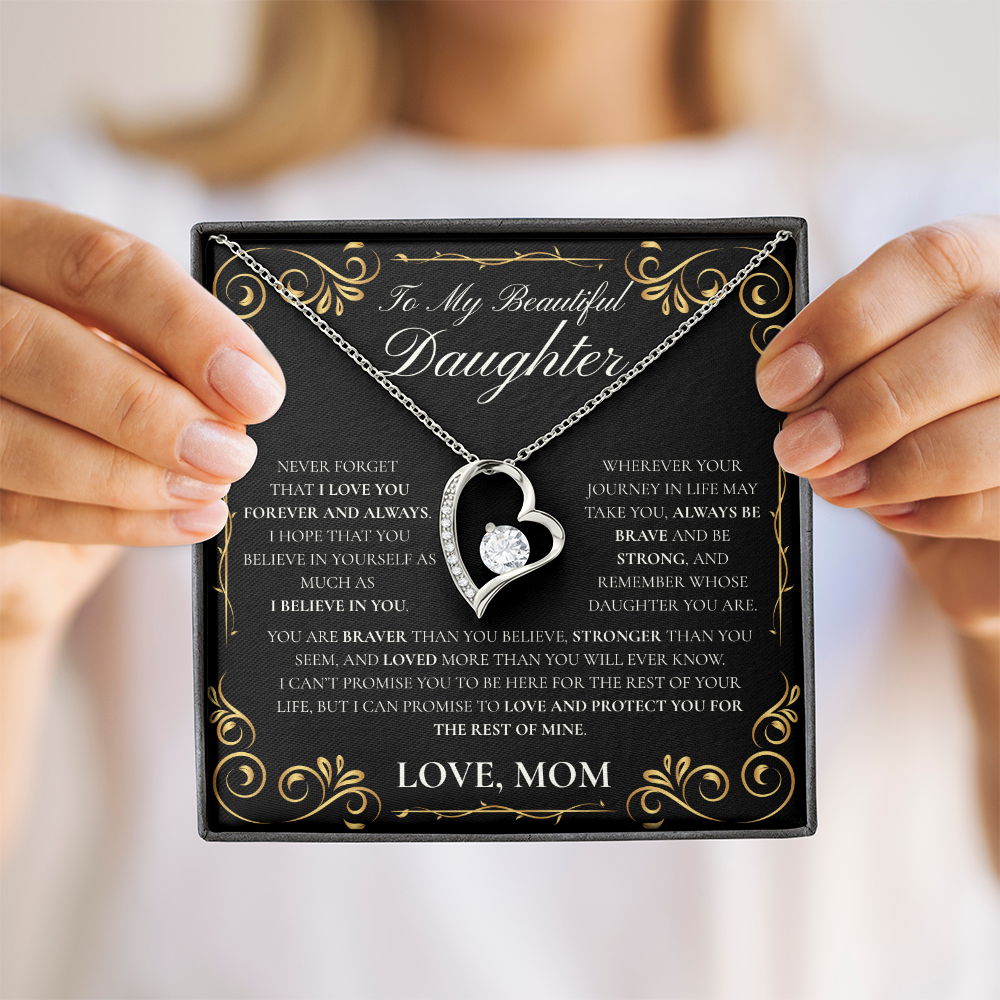 Daughter, Never Forget (Heart Necklace)-Mom