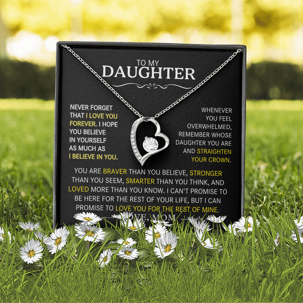 To My Daughter-Never Forget I Love You (Heart Necklace)-Mom