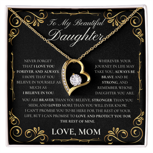 Daughter, Never Forget (Heart Necklace)-Mom