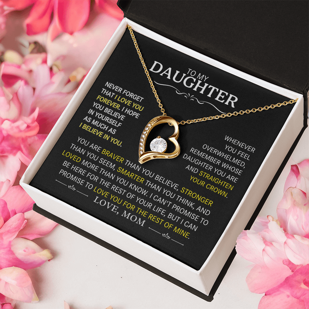 To My Daughter-Never Forget I Love You (Heart Necklace)-Mom